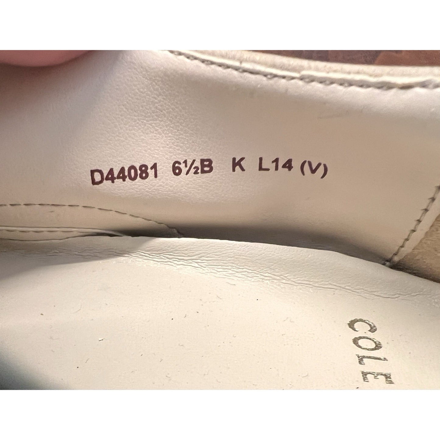 Cole Haan Women Gramercy Leather Wingtip Brogue Oxford Shoes Beige Pink Size 6.5