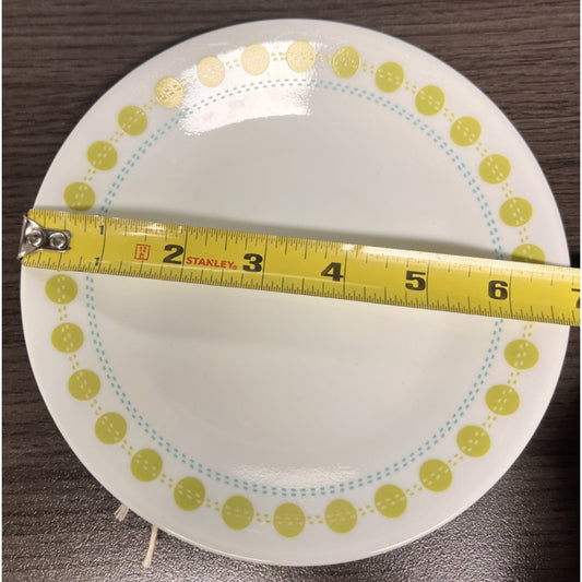 Corelle South Beach 3 Dinner & 4 Bread & Butter Plates Retro Vintage MCM Dots