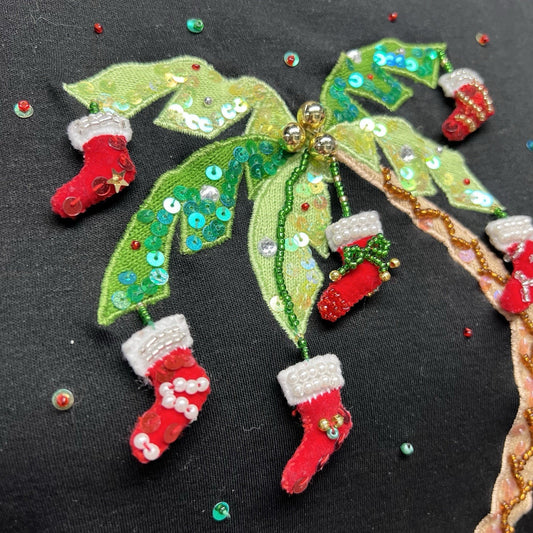 Jack B Quick (M) Christmas Palm Tree Holiday Shirt Tacky Kitsch Tropical Ugly
