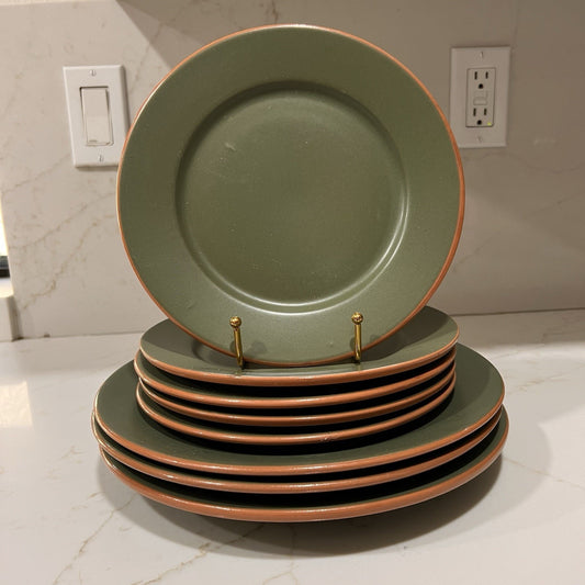 Casa Verde Terra Cotta 3 Dinner & 5 Salad Plates WSP Tableware Set Matte Green