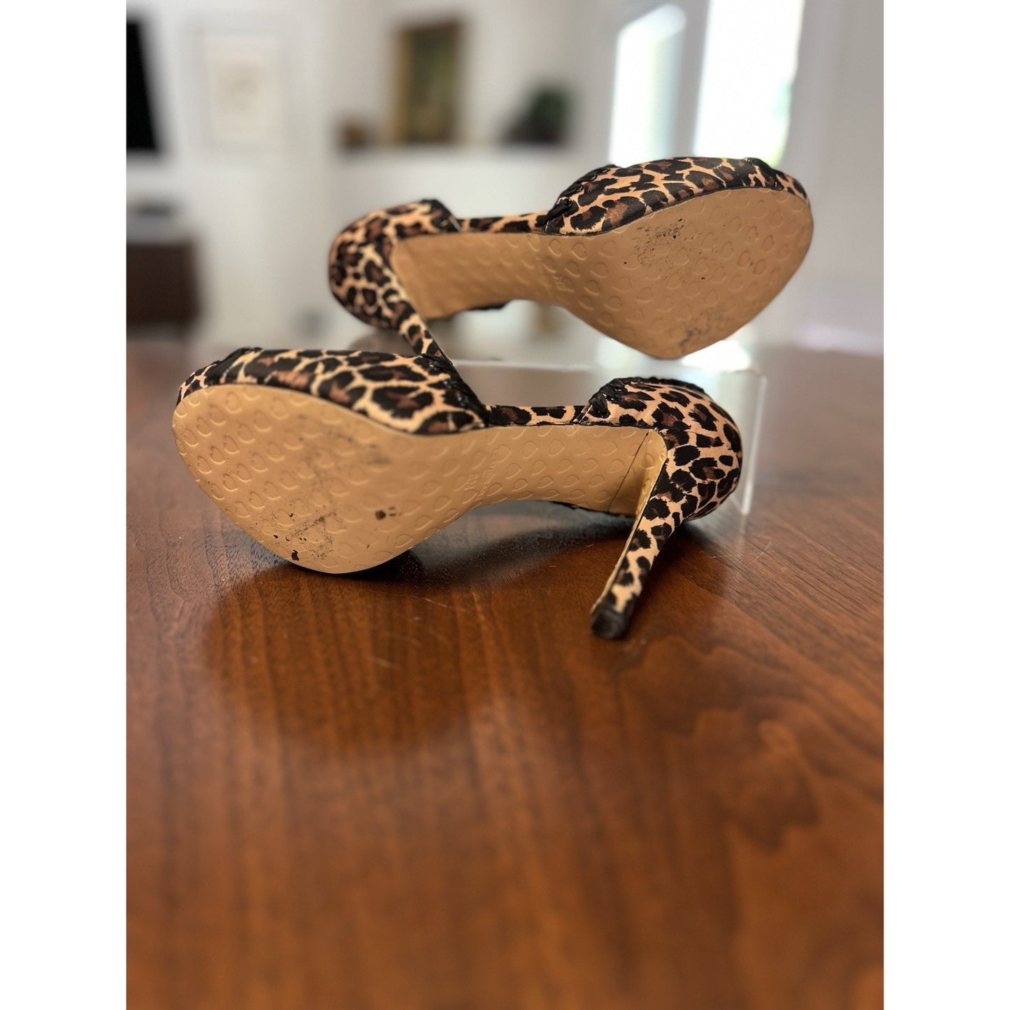 Betsey Johnson Walter Satin Leopard Print Stiletto High Heel Pumps Shoes SZ 8M