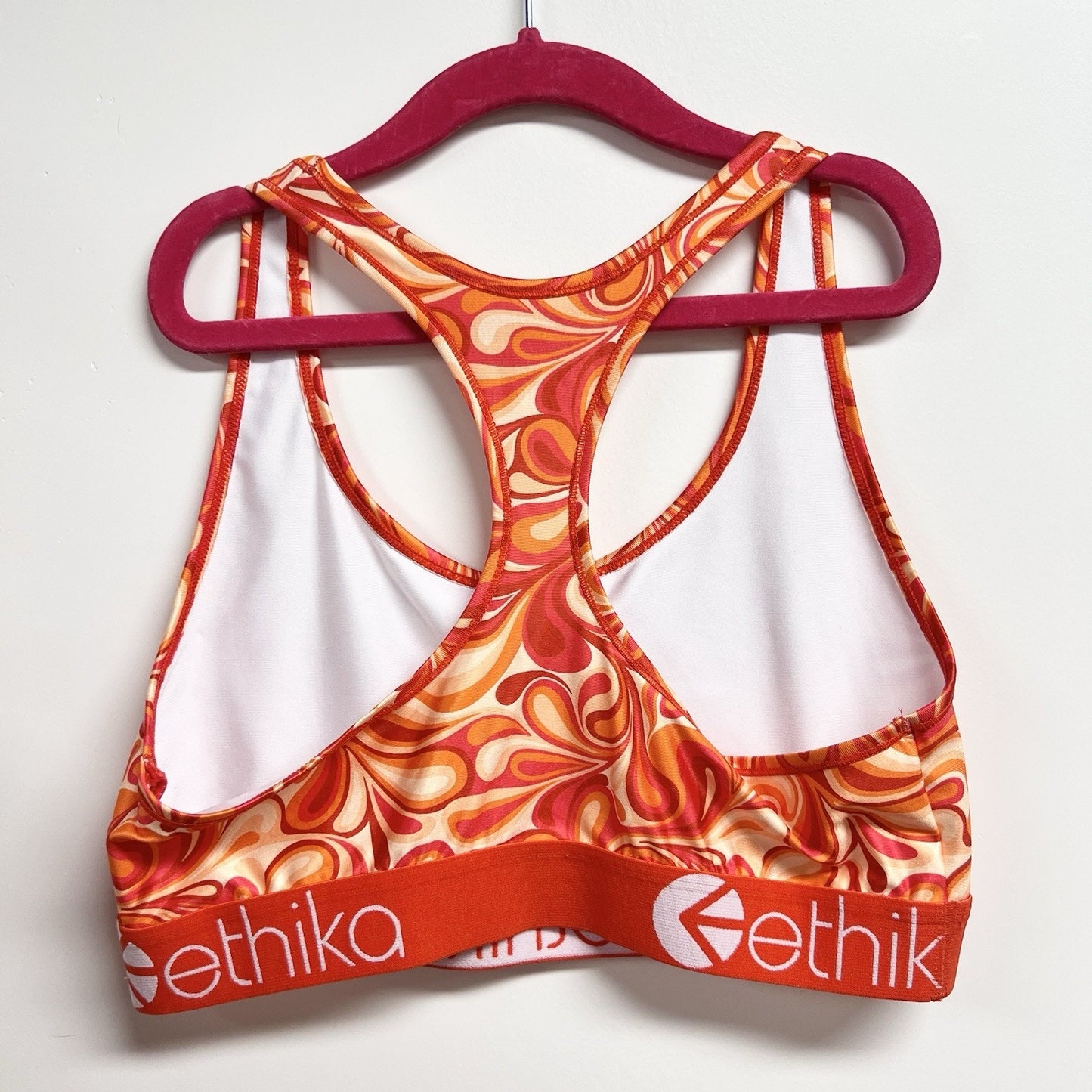 Ethika Sports Bra Boy Short Set (L) Women’s Magma Vibrant Athletic Red Orange