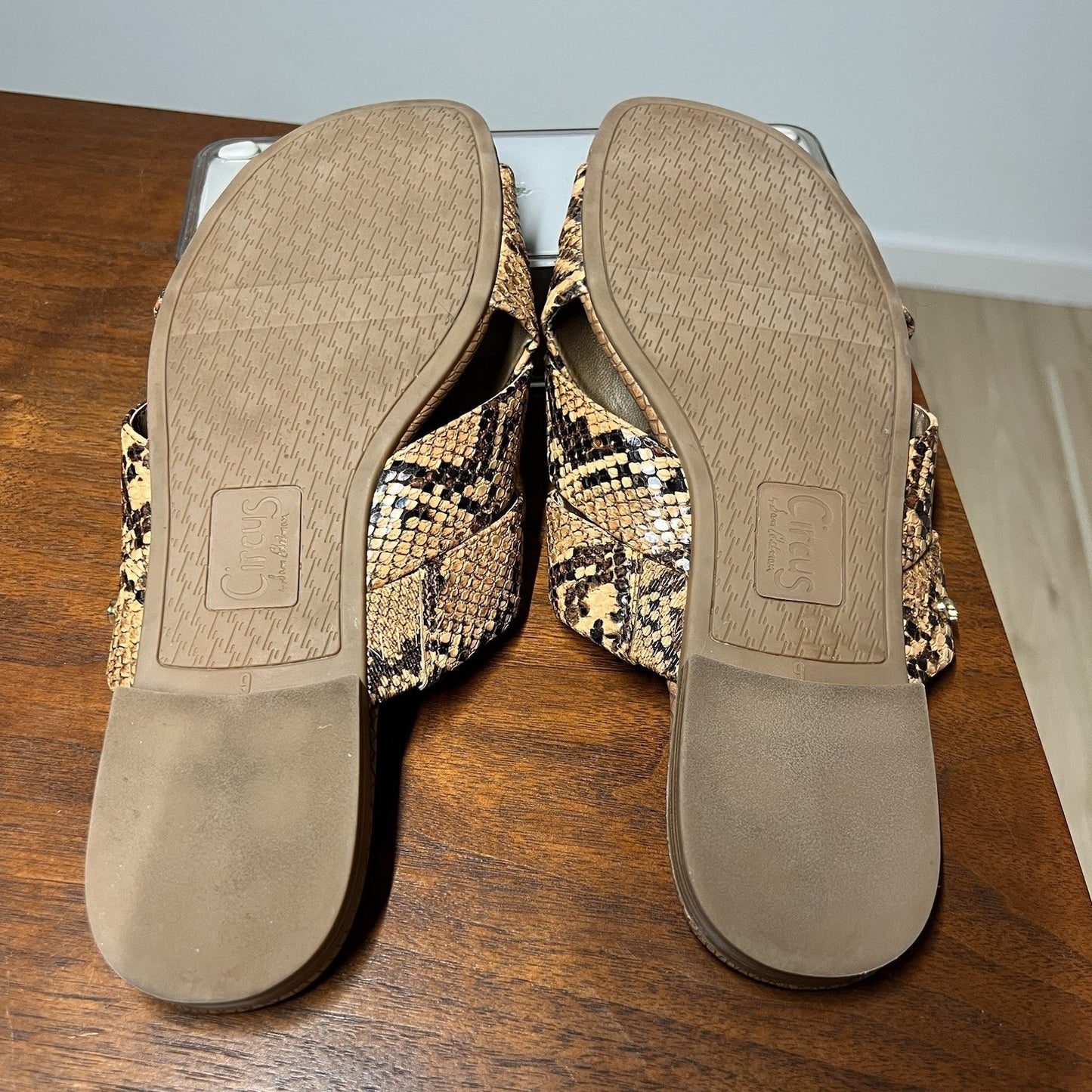 Circus Sam Edelman Burnett Slides Sandal 9M Snakeskin Print Slip On Flat Shoe