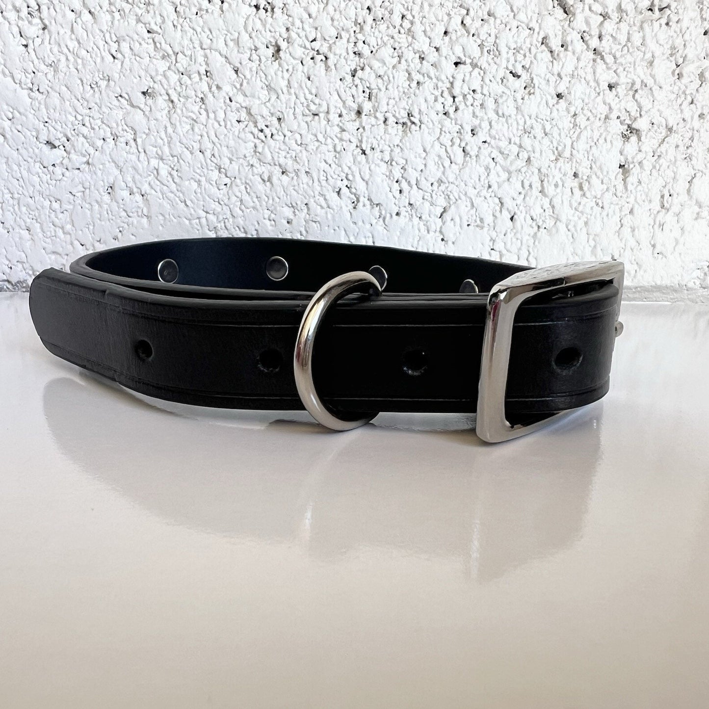 NWOT Top Paw (M) Bone Studded Black Leather Puppy Dog Collar 14-18” Unisex