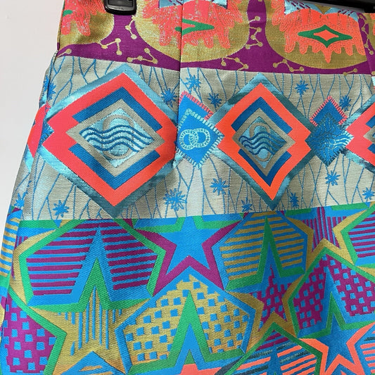 Cynthia Rowley Metallic Neon Brocade Miniskirt Festival Party Designer Barbie