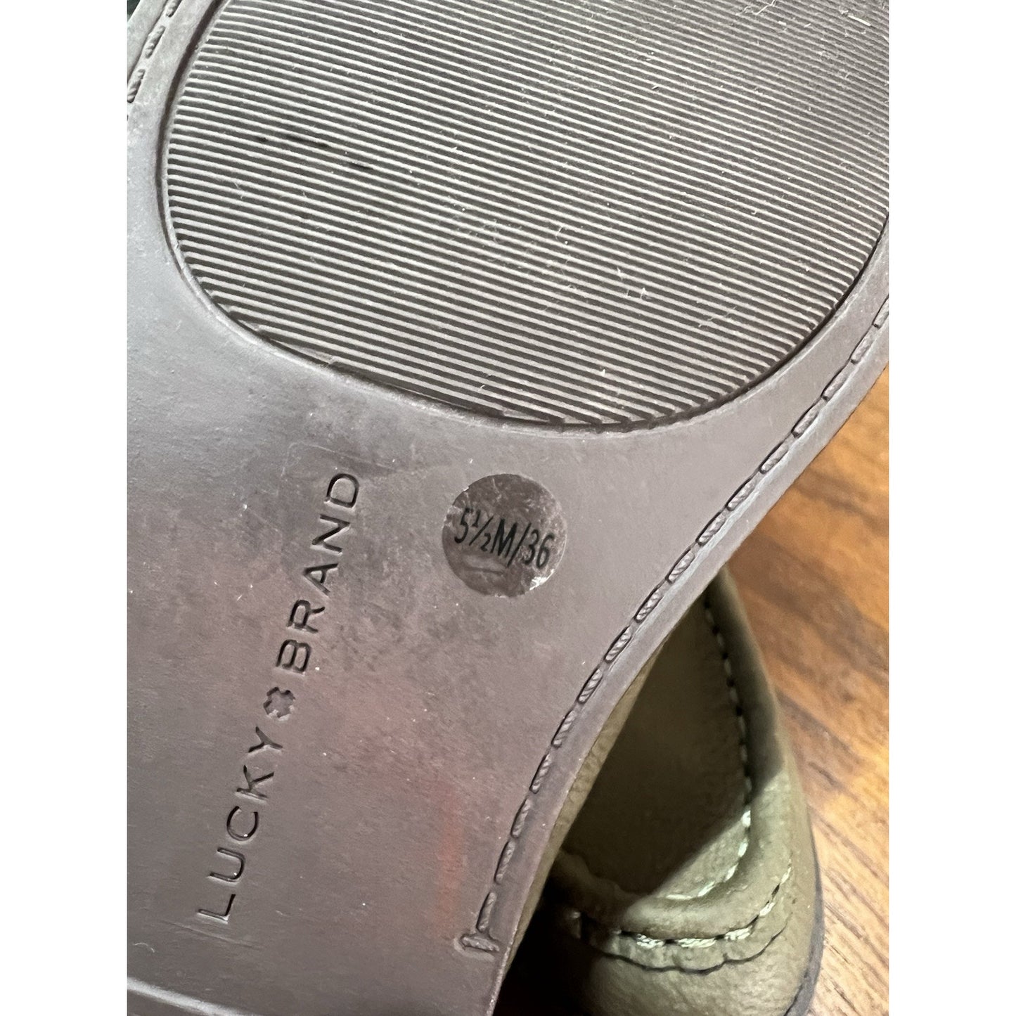 LUCKY BRAND Edrica Olive Green Suede Loafers Slip On- Shoe Size 5 1/2 M NEW