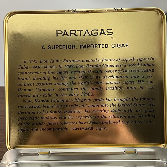 Vintage Partagas Superior Tin Imported 10 Cigars Puritos Santiago Dominican