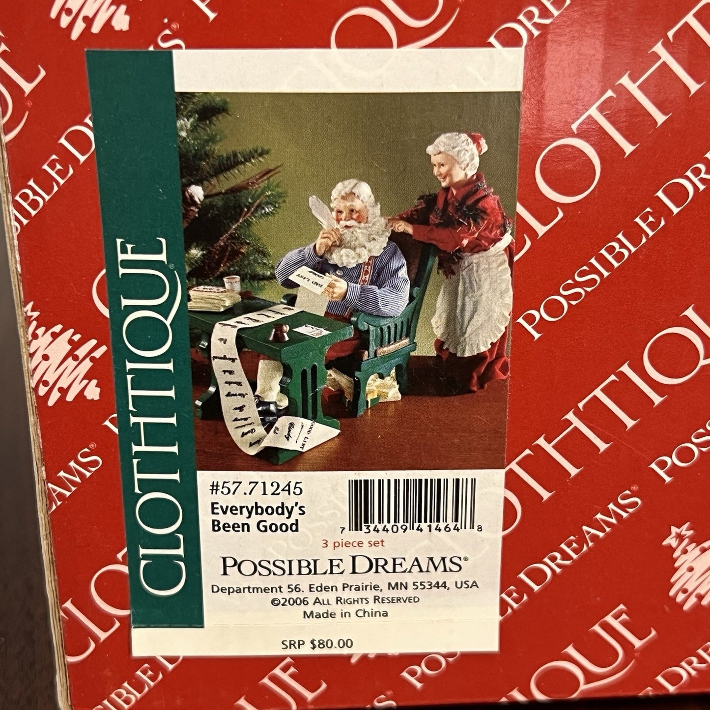 Dept 56 Everybody's Been Good Clothtique Possible Dreams 71245 Santa Christmas