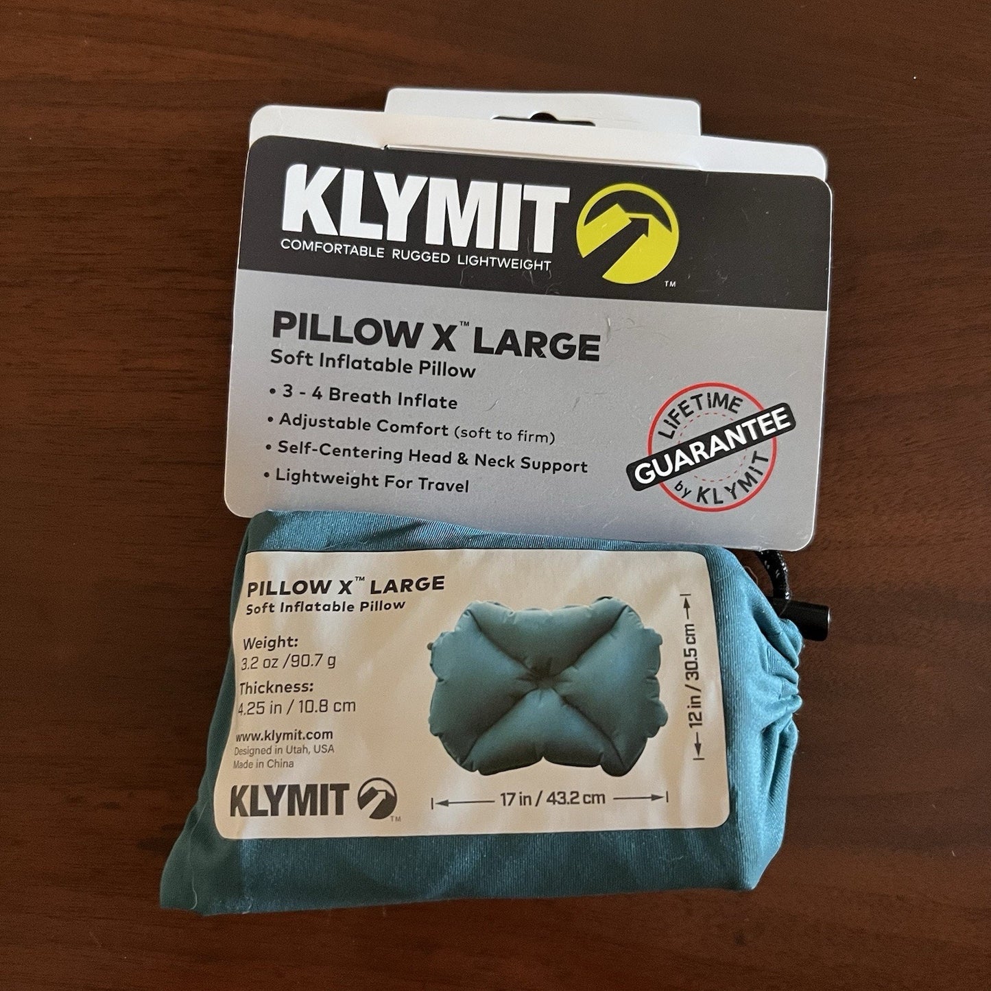 Klymit Pillow X Large Inflatable Travel Pillow 17x12” Lightweight Camp Backpack