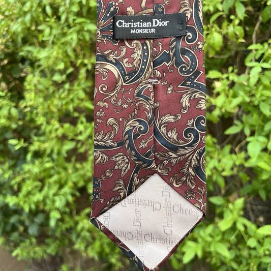 Christian Dior 100% Silk Designer Men’s Tie Paisley Necktie Made In Italy & USA
