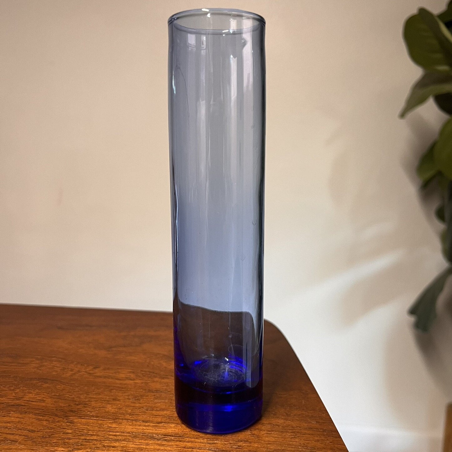 MCM Libbey Cobalt Blue Glass Cylinder Bud Flower Vase Tall Vintage Retro Gift
