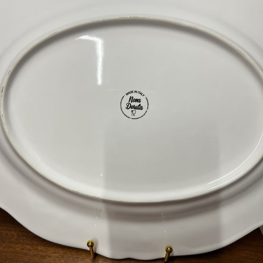 NEW Nova Deruta Platter Christmas Holiday 15x12 Oval Reindeer Classic Elegant