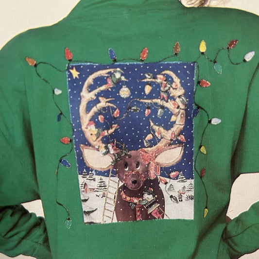 VTG Iron On Transfer Christmas Ugly Sweater Reindeer Holiday Retro Funny Tacky