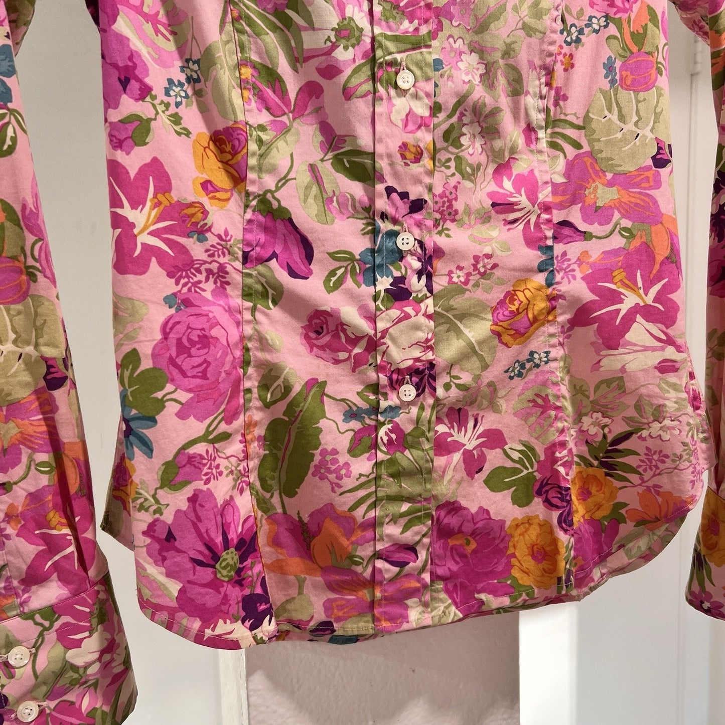 ETRO Milano Italian Women’s Button Down Shirt XS 38 Pink Floral Luxury Designer