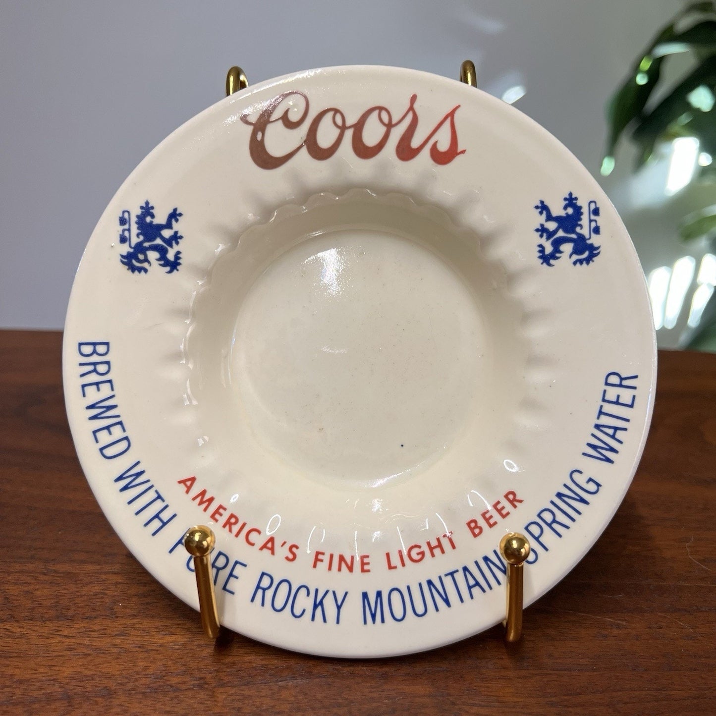 Set of 4 V Coors Ashtray 6" Ceramic Barware Beer Advertising 60s Collectible