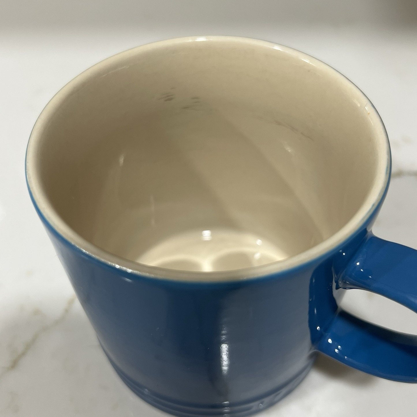 Le Creuset London Coffee Mug 12 oz Marseille Blue Ombré Stoneware 3.5” Tall