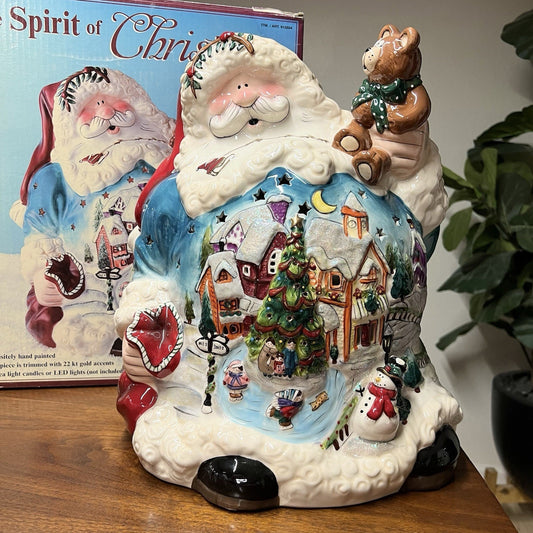 Blue Sky “Spirit Of Christmas” Santa Tea Light Heather Goldminc 22k Gold w Box