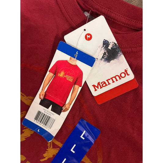 Marmot Mountain Works graphic t-shirt Burgundy / Maroon Color Men’s Size L