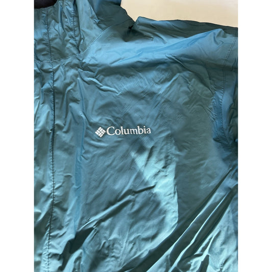 Columbia Omni-Tech Waterproof Rain Jacket Mens C-Large Green Full Zip Hooded