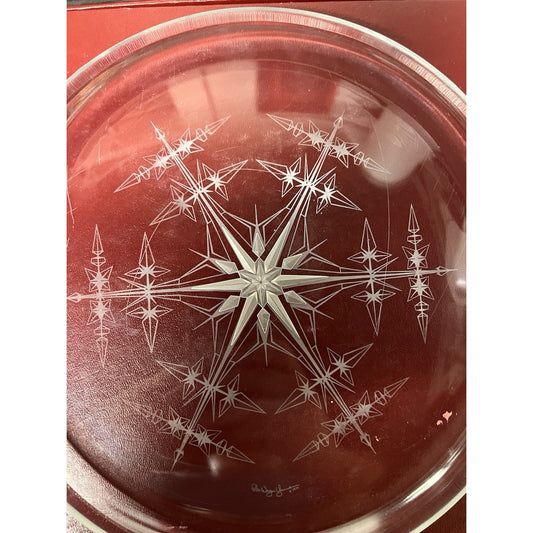 Vintage 1977 Franklin Crystal Plate “Snowflake” By Peter Yenawine Franklin Mint