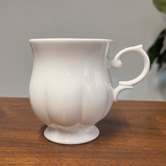 Set of 6 Block Windsor Bone China Mug 3.5” White Scalloped 10 oz Footed Classic