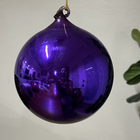 7.25” Dept 56 Purple Mercury Handblown Glass Small Ball Ornament #4840-2