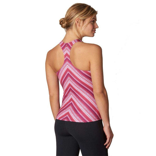 prAna XS Boost High Neck Racerback Sleeveless Top Womens Pink Purple Geometric