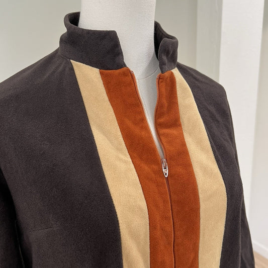 Vintage Vanity Fair Housecoat Hostess Gown Retro Brown House Dress Lounge Velour