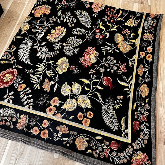 Soft Surroundings Oriana Tapestry Coverlet Cali King Goth Romantic Floral Black