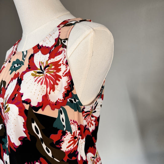 NWT Cabi XS Sleeveless Hibiscus Blouse Lily Print 5542 Floral Tropical Vacation