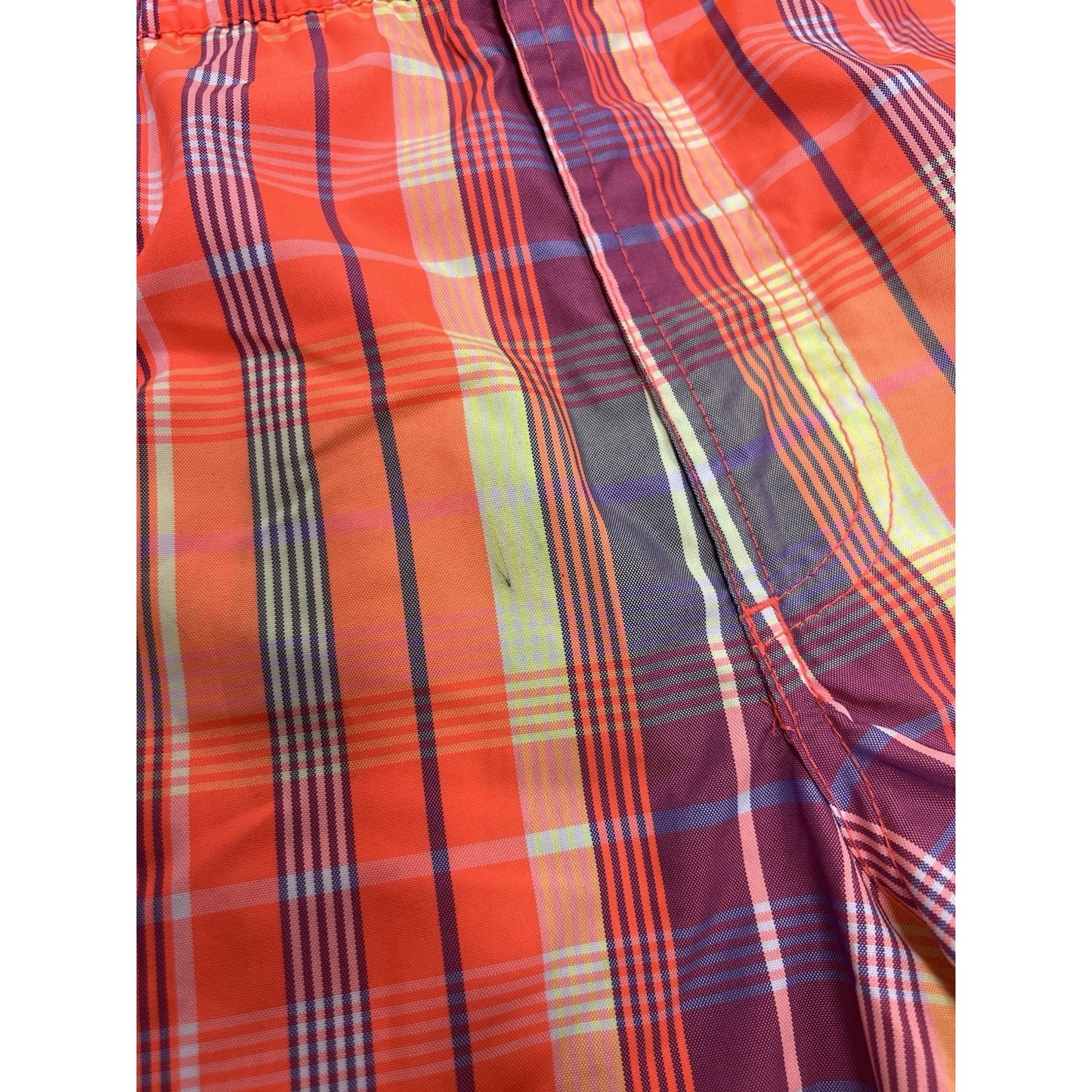 Sundek Swim Trunks (M) 3” Inseam Retro Vintage Neon Plaid 30” Unisex Shorts