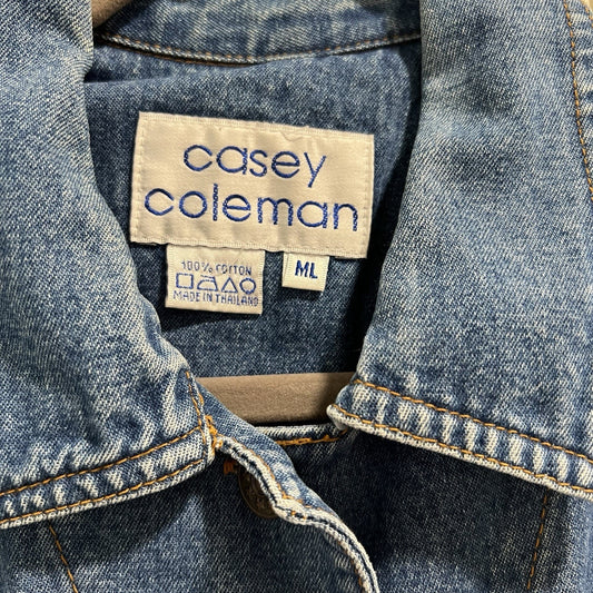 Vintage Casey Coleman Shacket (L) Jean Denim Embroidered Four Seasons Kitsch