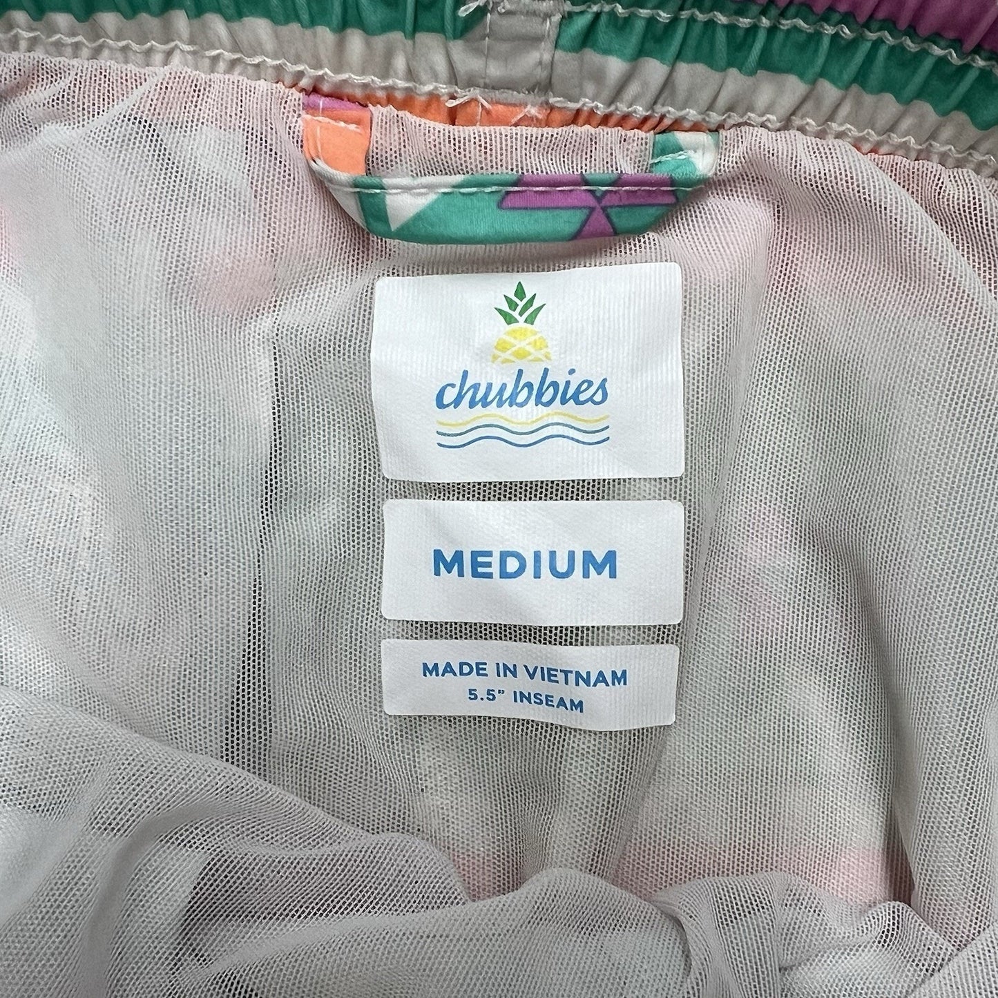 Chubbies (M) En Fuego 5.5” Swim Trunks Neon Aztec Print Brief Liner Retro 90s