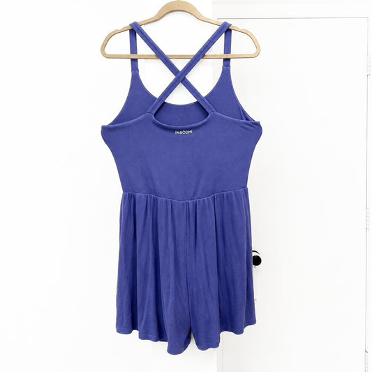 Imbodhi Lila Short Romper XXL 2X Purple Ribbed Cozy Athleisure Lounge Plus Size
