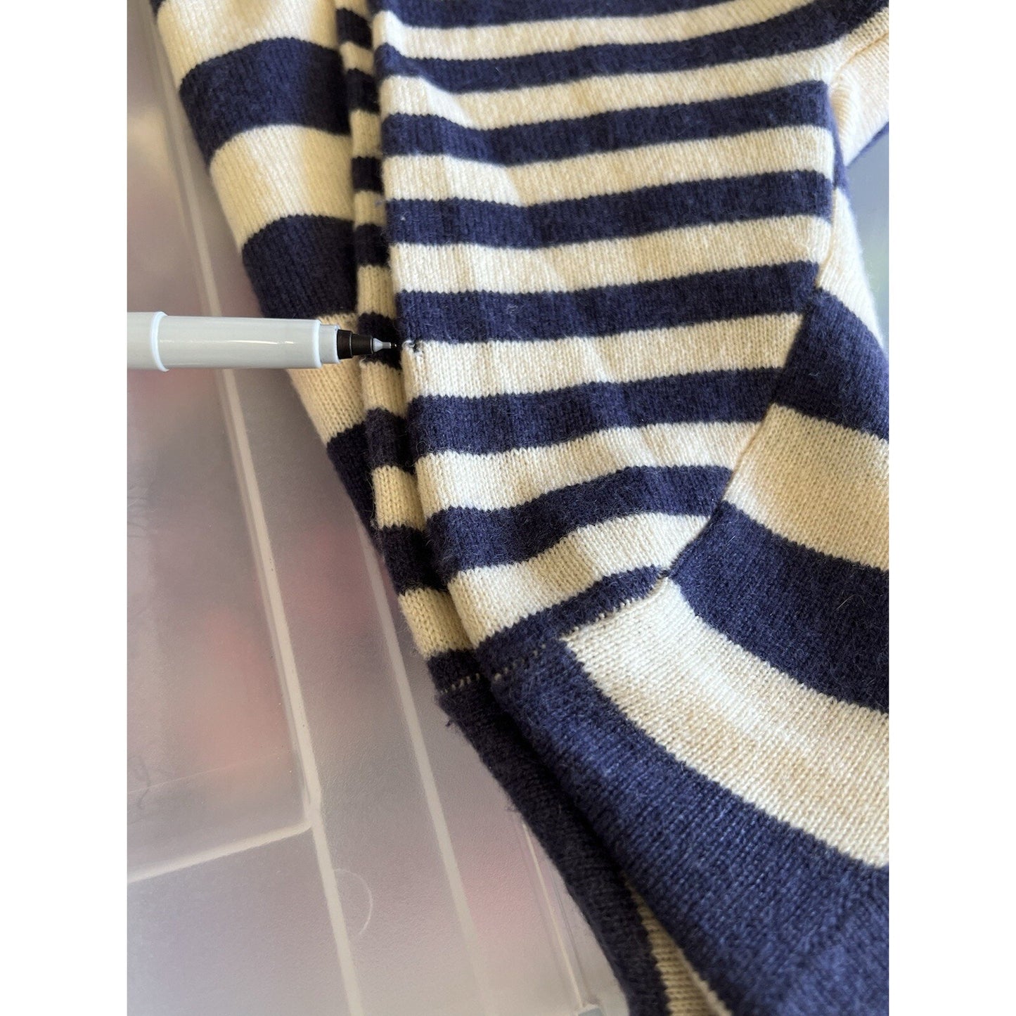 Cashmere J. Crew Sweater Small Pullover Breton Rugby Stripe Long Sleeve Preppy