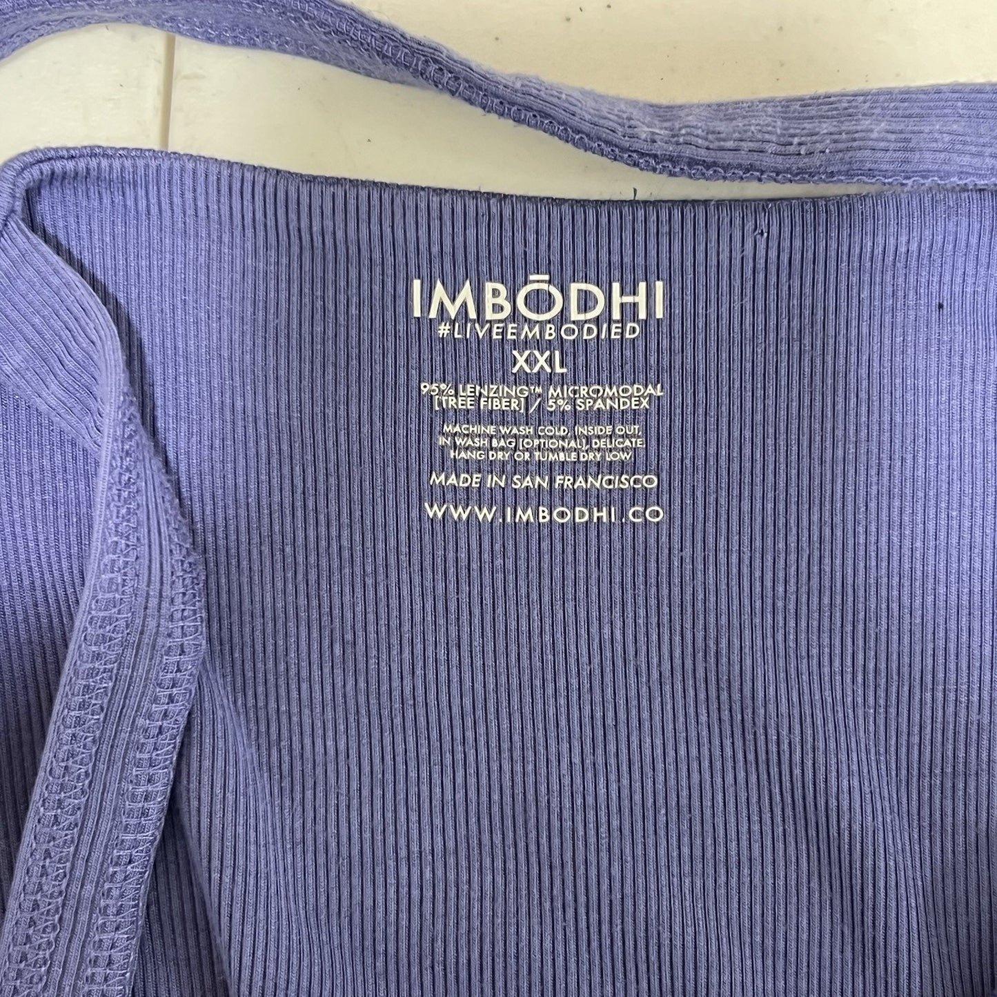 Imbodhi Lila Short Romper XXL 2X Purple Ribbed Cozy Athleisure Lounge Plus Size