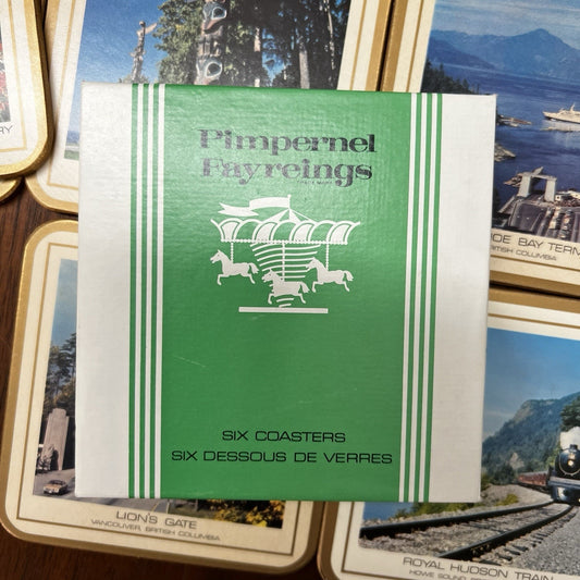 Pimpernel Fayreings Cork Backed Coasters British Columbia MCM Vintage Unused