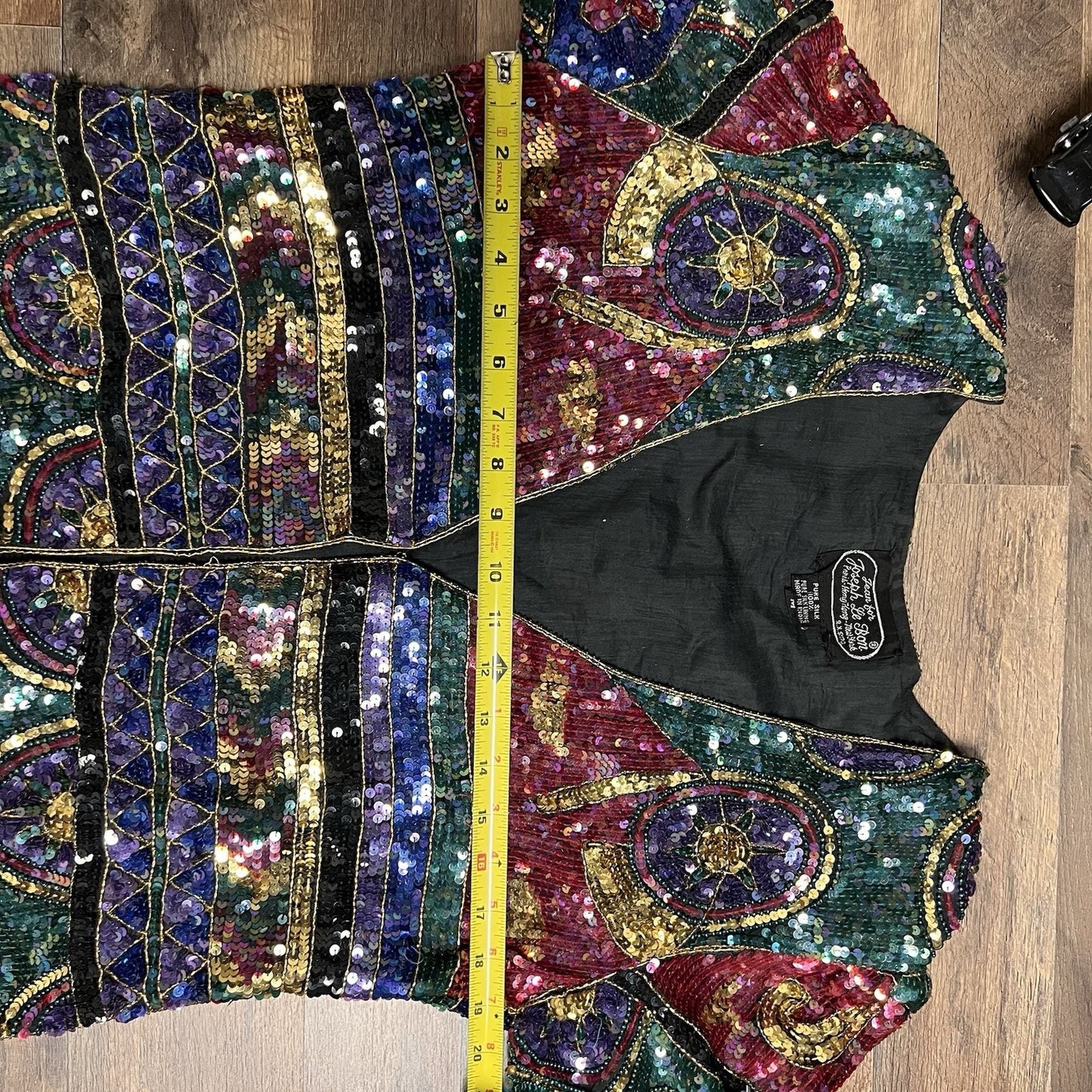 100% Silk Vintage Jean for Joseph Le Bon (M) Sequin Holiday Unique Retro Jacket