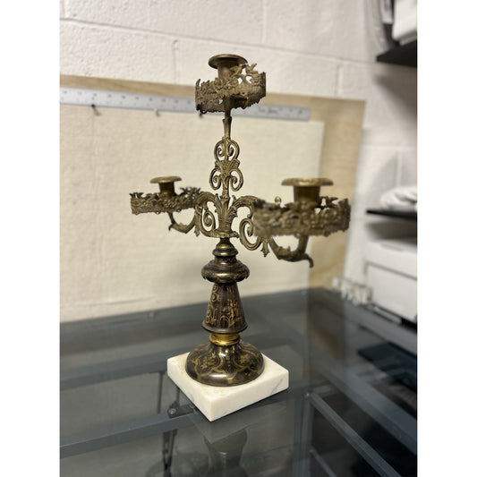 Reproduction 19th Century French Rococo/Empire Revival 3-light candelabra