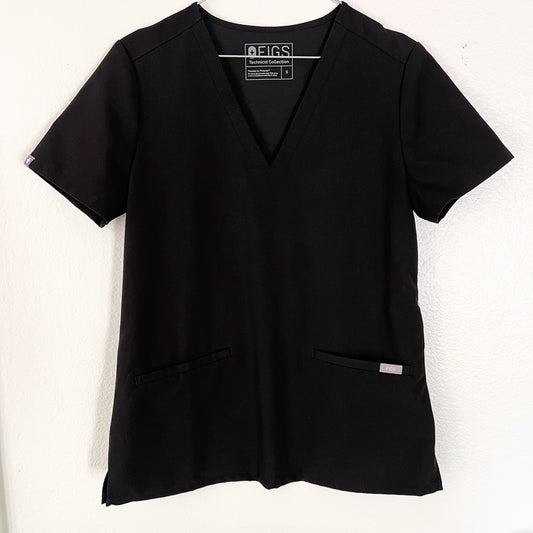 Figs Casma Three-Pocket Scrub Top Women’s Black (S) FW1100 V-Neck