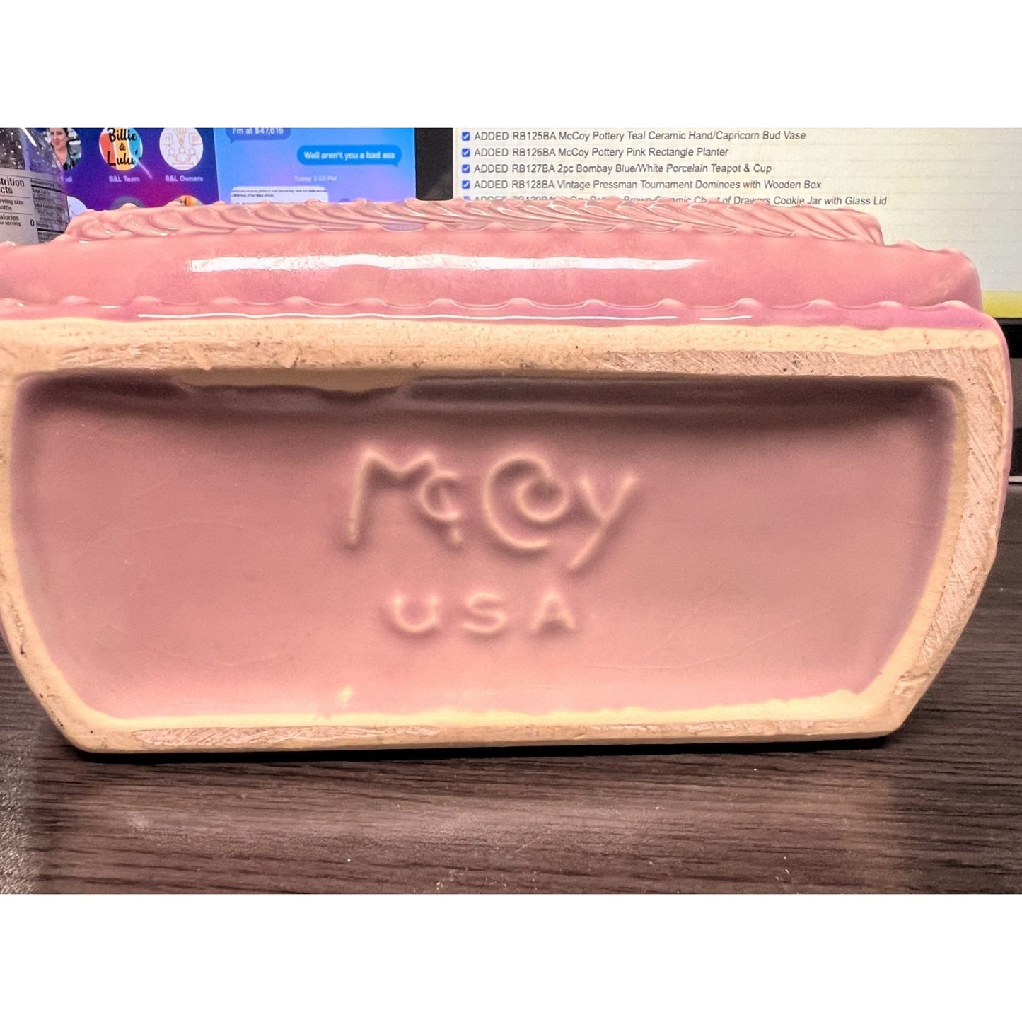 McCoy Pottery Rectangle Scalloped Indoor Window Ledge Pink Planter