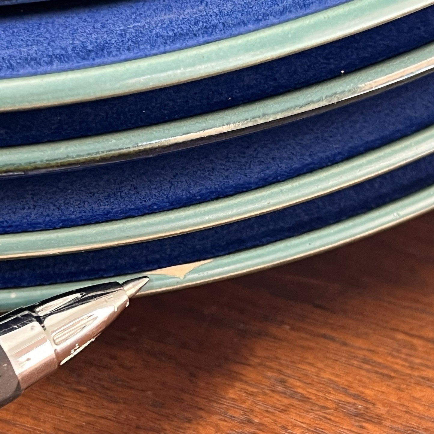 Denby Metz Green Blue 8 Piece Set 4 Dinner Plates 10.5” & 4 Salad Plates 8-7/8”