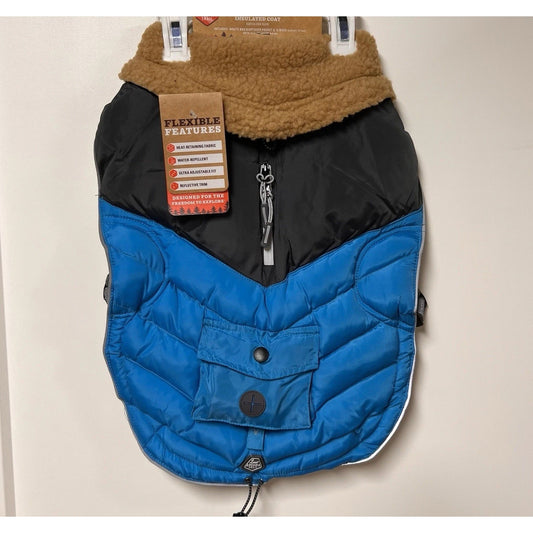 Arcadia Trail XL Insulated Dog Puffer Coat Sherpa Fleece Reflective Thermal Camp