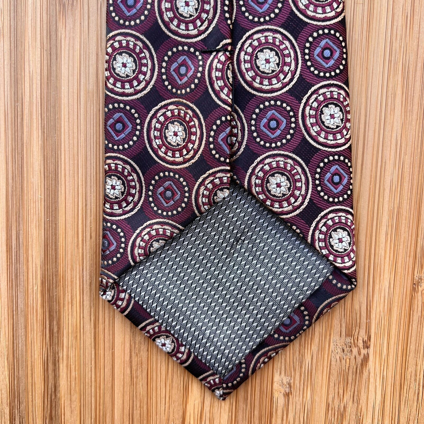 Christian Aujard Paris 64.5” Extra Long Necktie Unique Texture Medallion Foulard