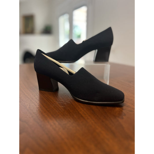 NEW LizFlex Liz Claiborne Entice Stretch Pump Black Sz 7 Square Toe Mid Heel