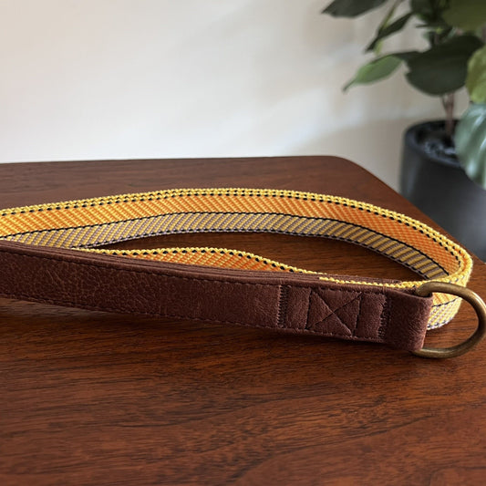 NWT Top Paw 4’ Short Faux Leather and Yellow Stripe Unisex New Puppy Dog Leash