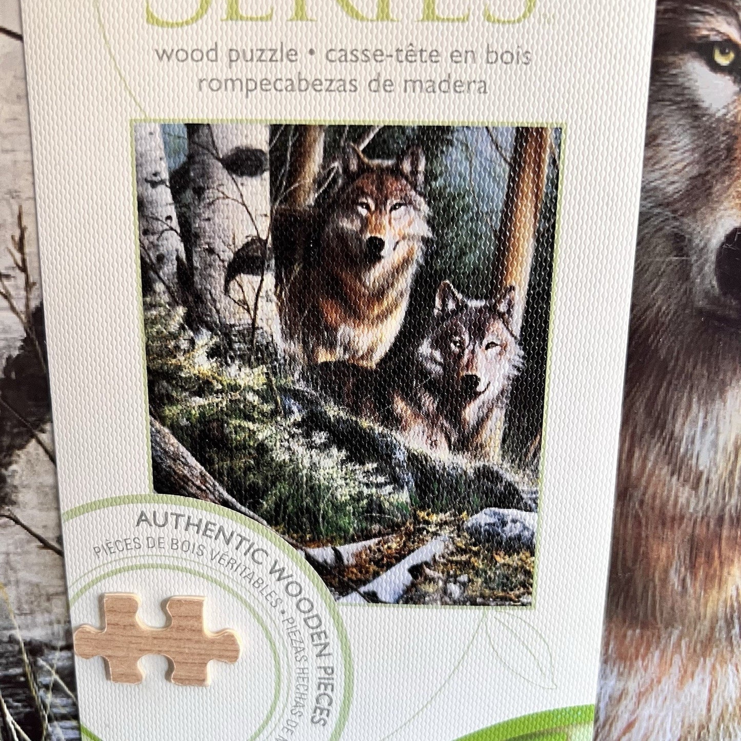 NEW Wolves “Watchful Eyes” 1000 Piece Wooden Jigsaw Puzzle Gallery Series