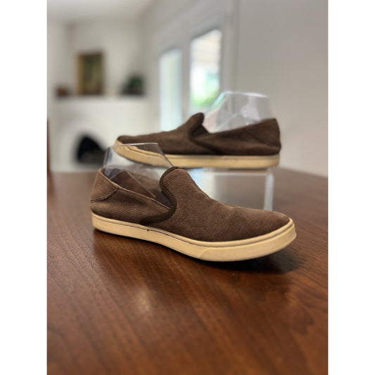 OluKai Women's Pehuea Slip-on Sneakers Brown Suede Size 9