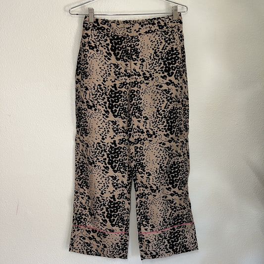 J. Crew High-Rise Peyton Pant XS 26” Leopard Print Linen Blend Crop Wide Leg