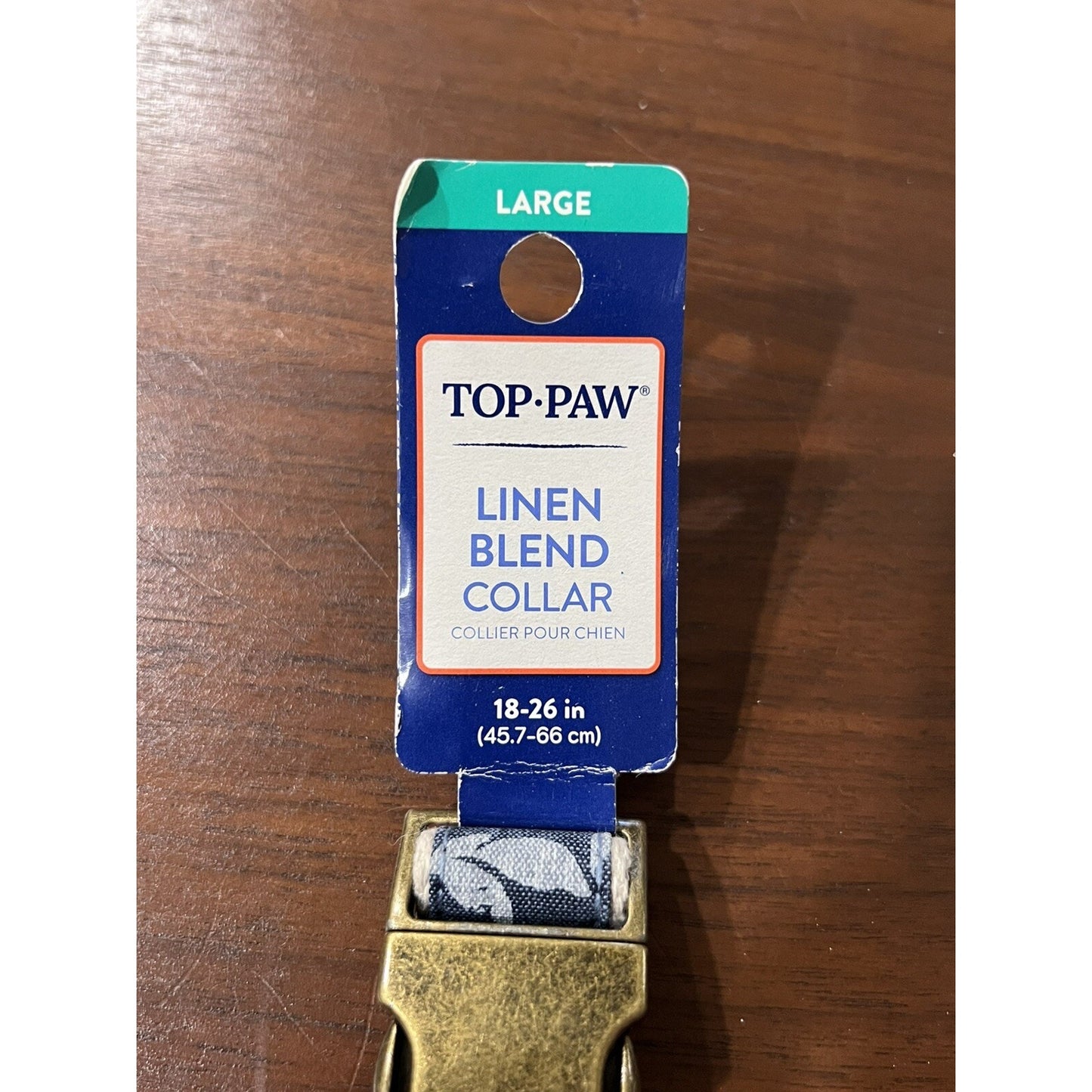 NEW (L) Top Paw Adjustable 18-26” Floral Blue Denim Linen Dog Puppy Collar